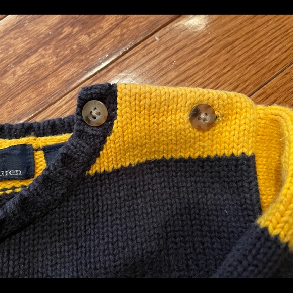 Polo Ralph Lauren kids size L/XL navy Blue & Yellow child pit to pit 12 inches - Picture 9 of 10